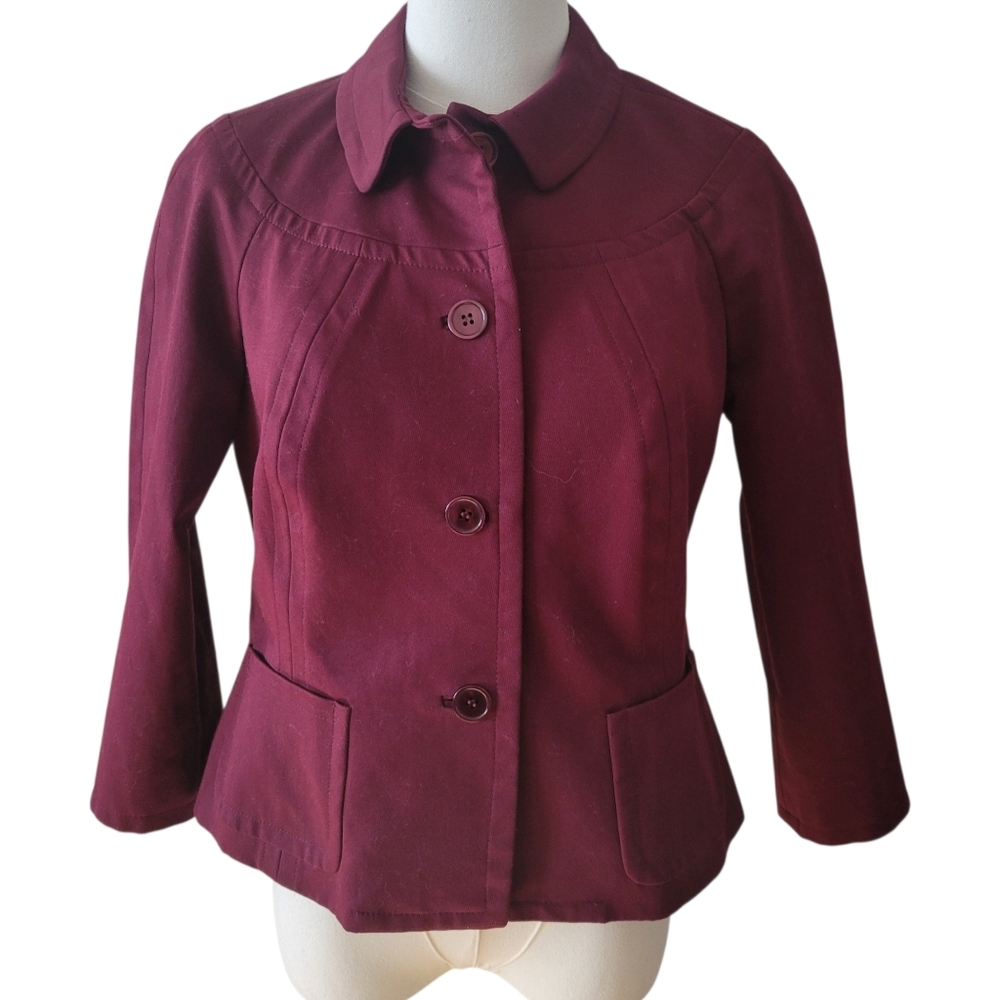 Talbots Wine Color‎ 3/4 Sleeve Jacket Size 8 Petite